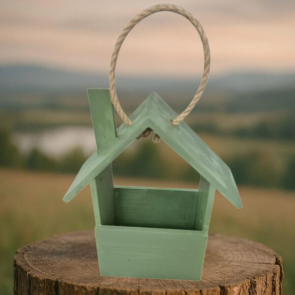 Handmade Cedar Planter Box | Rustic Bird Feeder | Hanging Wooden Garden Decor | - Picture 1 of 9